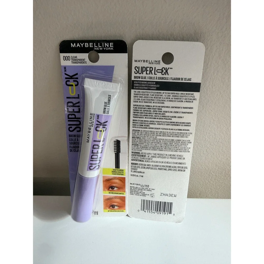 Maybelline Super Lock Brow Glue Unisex 0.23oz Clear 24H Hold NWT